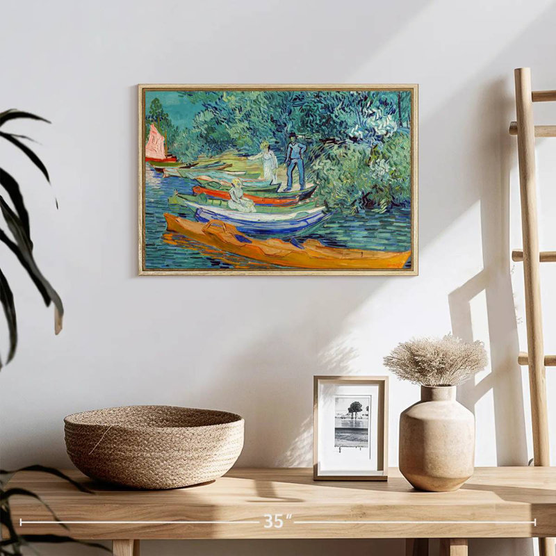 Rive de l'Oise à Auvers, Cadre flottant en bois naturel, 19 po x 13 po