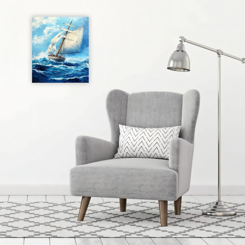 Voilier océan, art mural sur toile sans cadre 20 po x 24 po