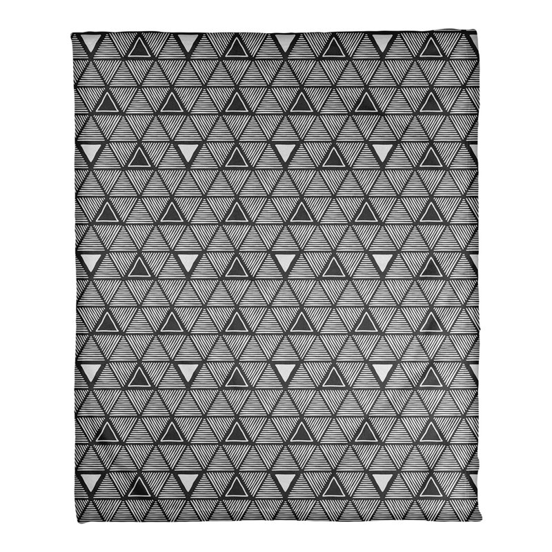 Couverture polairee triangles à la main, l 50 po x L 60 po, Noir