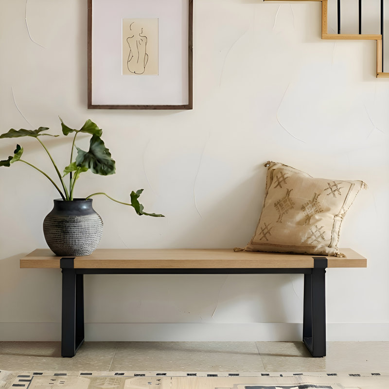 Bancs de table en bois 60 po Leira, Bois original / noir