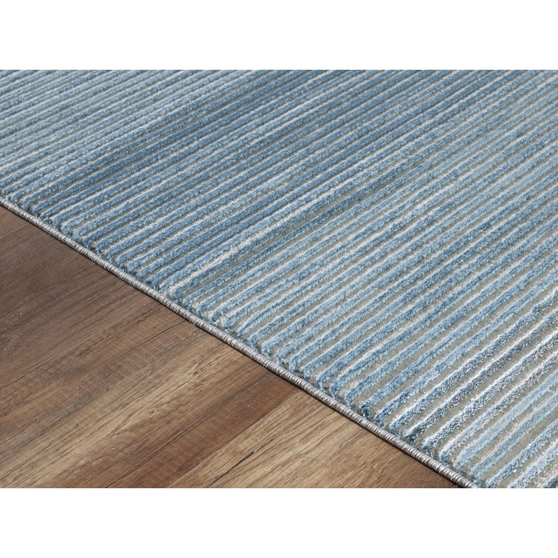 Tapis gris / bleu Woodstock, Rectangle 3 pi x 5 pi