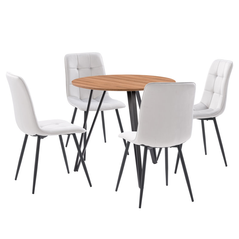 Steller 5 - Piece Round Dining Table Set, Gray