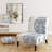 Blue Damask - Velvet Upholstered Patterned Accent Slipper Chair