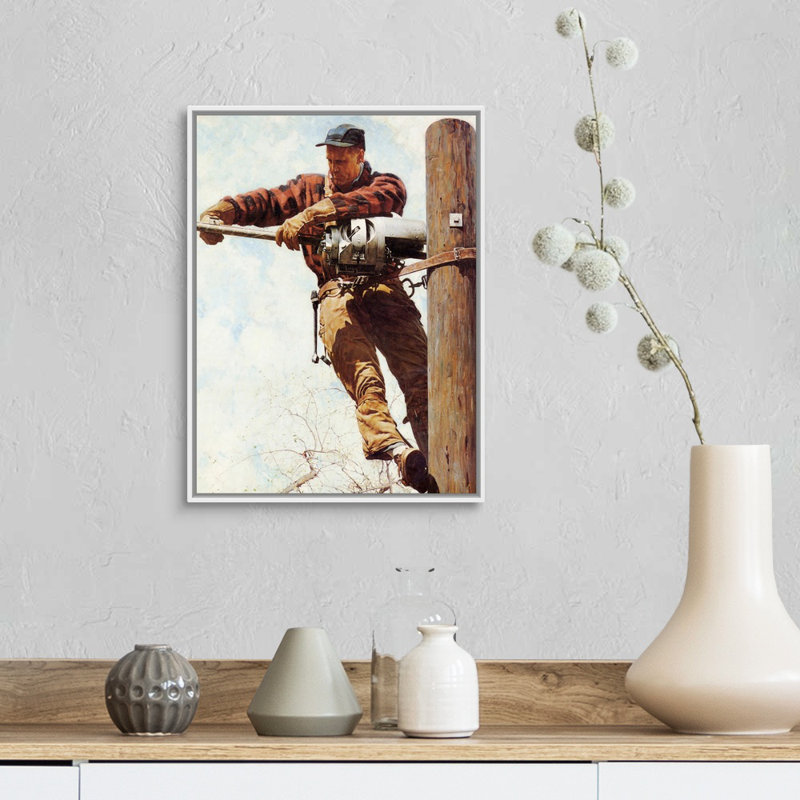 Art mural sur toile Norman Rockwell, H 18 po x l 14 po x P 1,75 po, Cadre flottant blanc