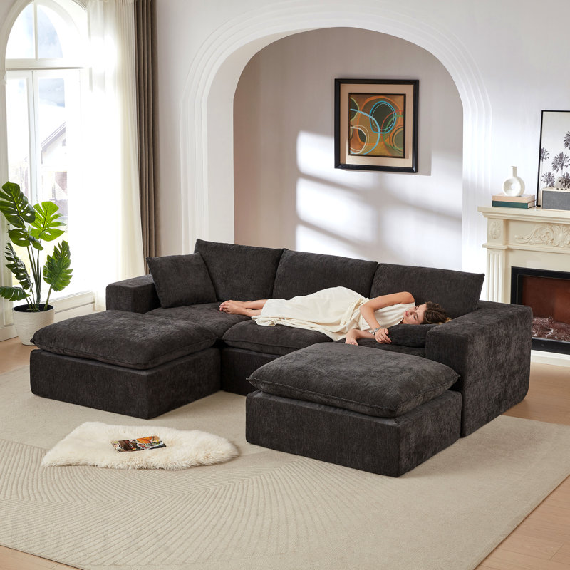 Modern Chenille Cloud Sofa, Freely Combinable, Comfortable To Sit On