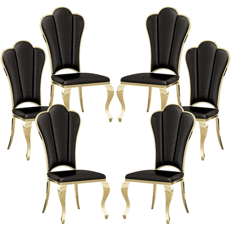 Ensemble de 6 chaises de salle à manger Modern, 6, Noir, Doré
