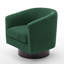 Fauteuil pivotant Frankie en velours côtelé vert foncé avec base en bois massif-1285282114