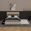 Grand size velvet upholstered platform bed with drawers and trundle-1380164694