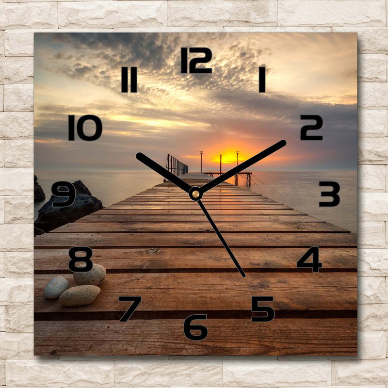 Glass Wall Clock, Black/Brown/Grey