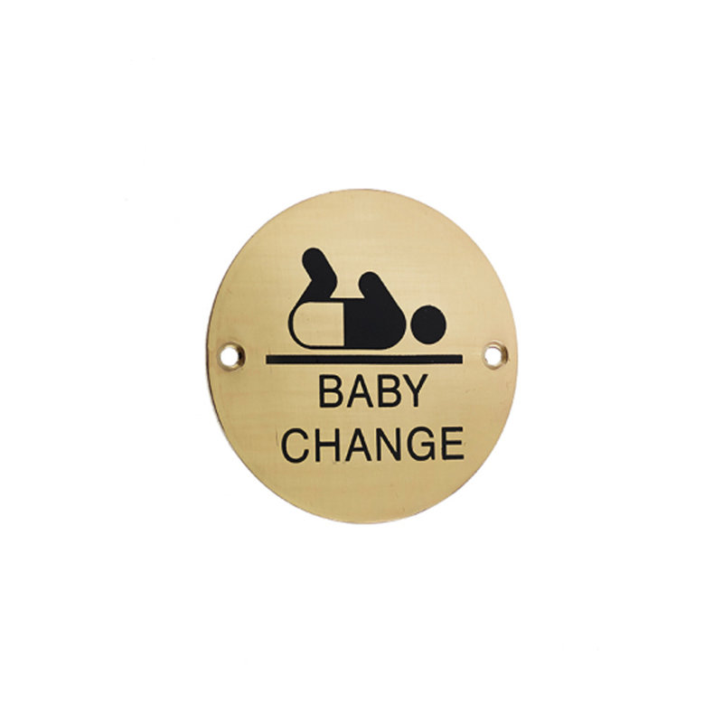 Dia Baby Change Sign, Polished Brass