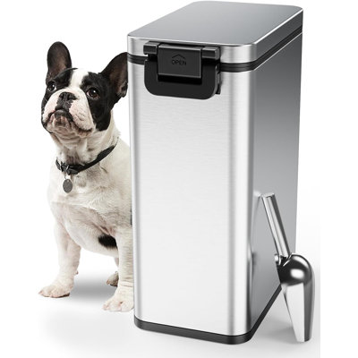 Stainless Steel Dog Food Storage Container - 20 LB / 15 LB Dry Pet Food Container with Lids Airtight