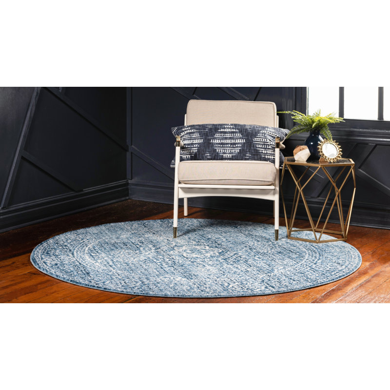 Tapis oriental bleu Rosamonde, Rond 6 pi 1 po
