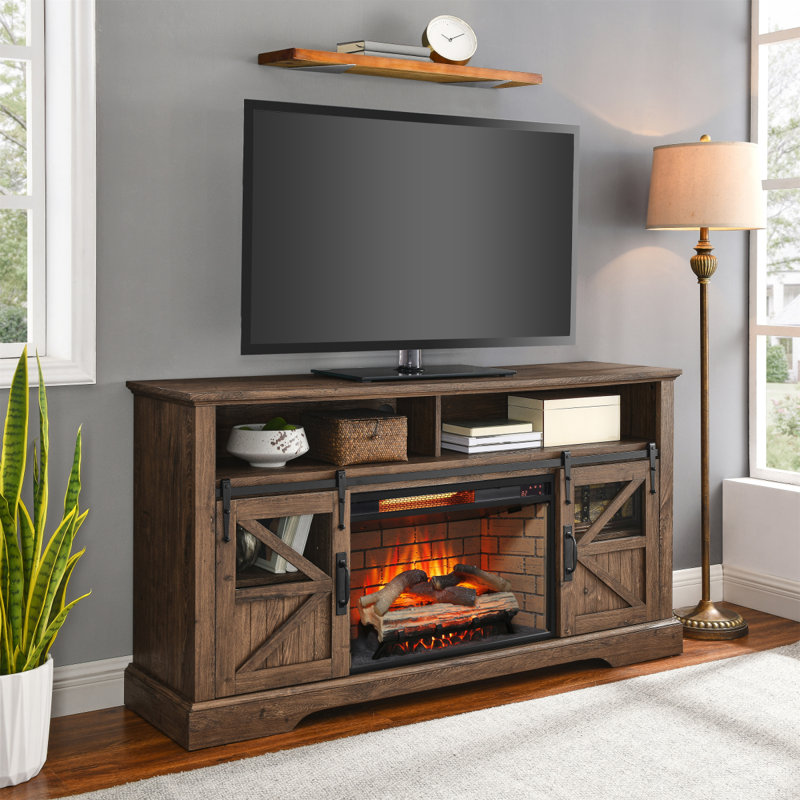 Meuble audio-vidéo 60 po avec capteur de porte, Bois de grange récupéré