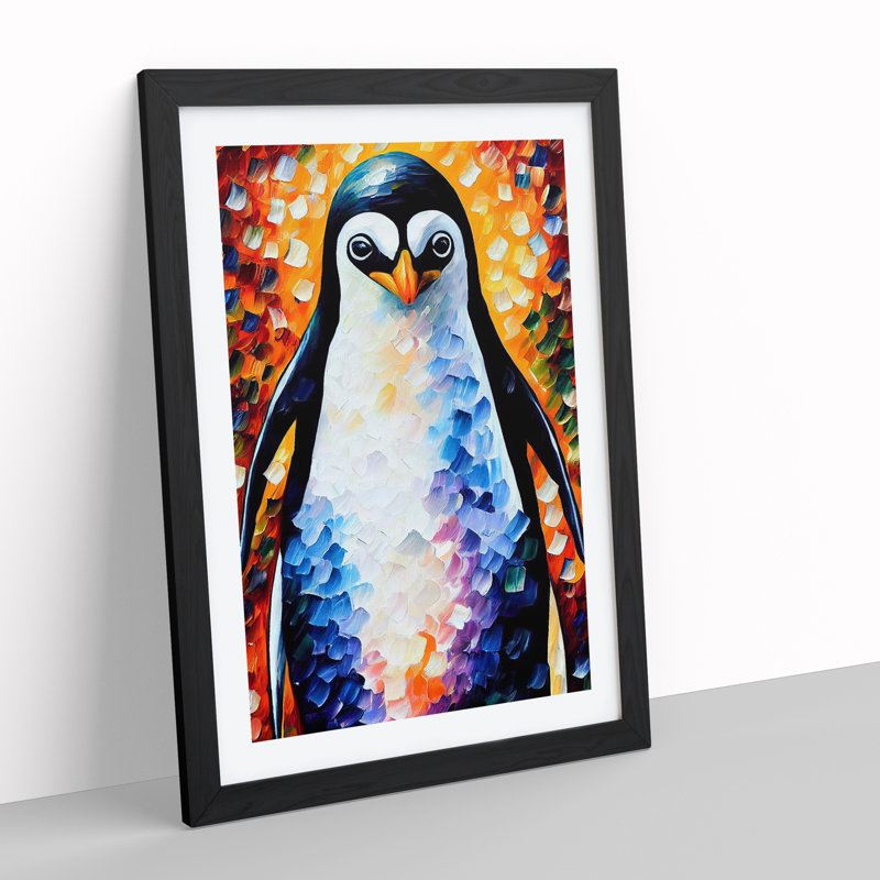 Penguin Portrait No.3 - Wall Art, Black Picture Frame, White, 34cm H x 25cm W