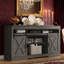 Meuble télé de style ferme de 58 po avec portes coulissantes de style grange et rangement, pour téléviseurs de 65 po et plus - Gris foncé