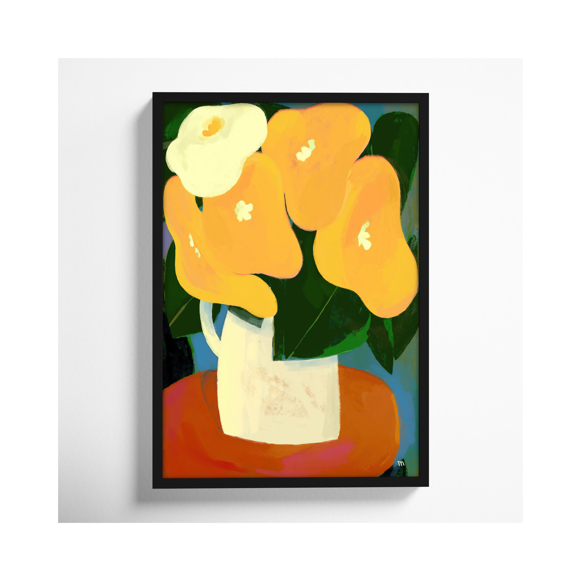 My Yellow Flowers by StudioM, Black, 20" H x 14" W x 1.25" D