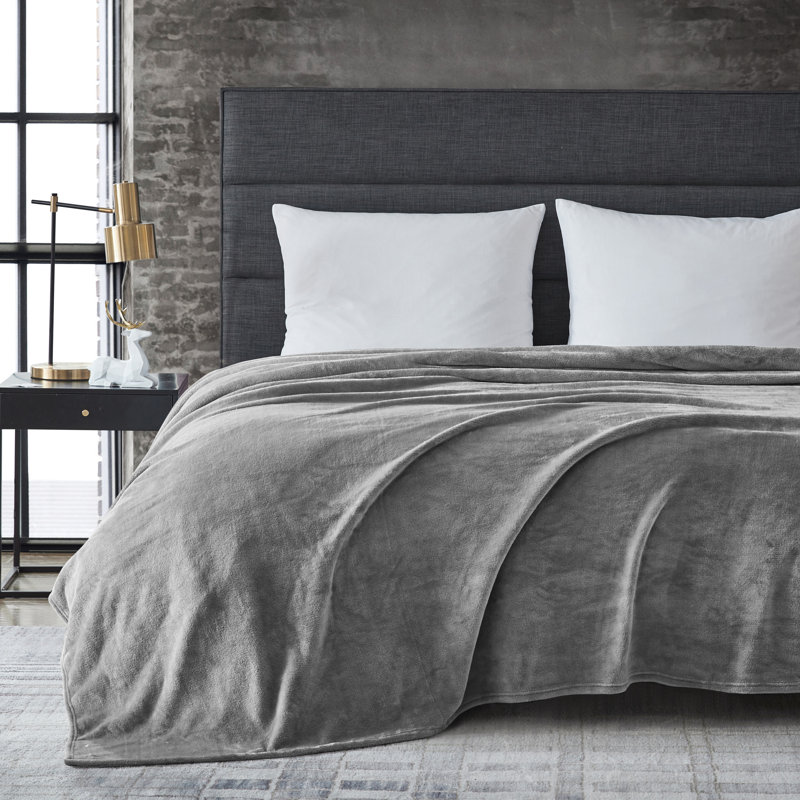 Couverture en molleton ultra doux Kenneth Cole, Gris, Lit simple