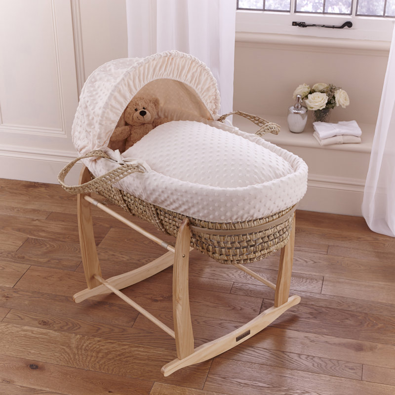Dimple Palm Moses Basket, Cream