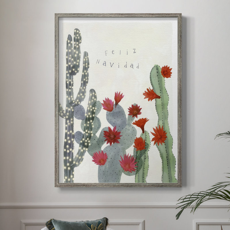 «Desert Christmas Cactus II», reproduction encadrée - bois massif, H 30 po x l 24 po