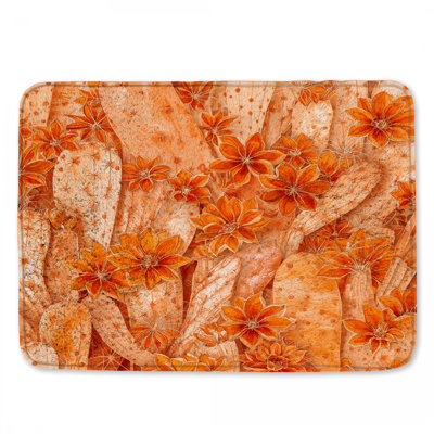 Orange Cactus Flowers Bath Mat