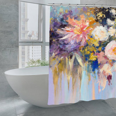 Rideaux de douche Bold Painterly Flower Arrangement, 71 po x 71 po
