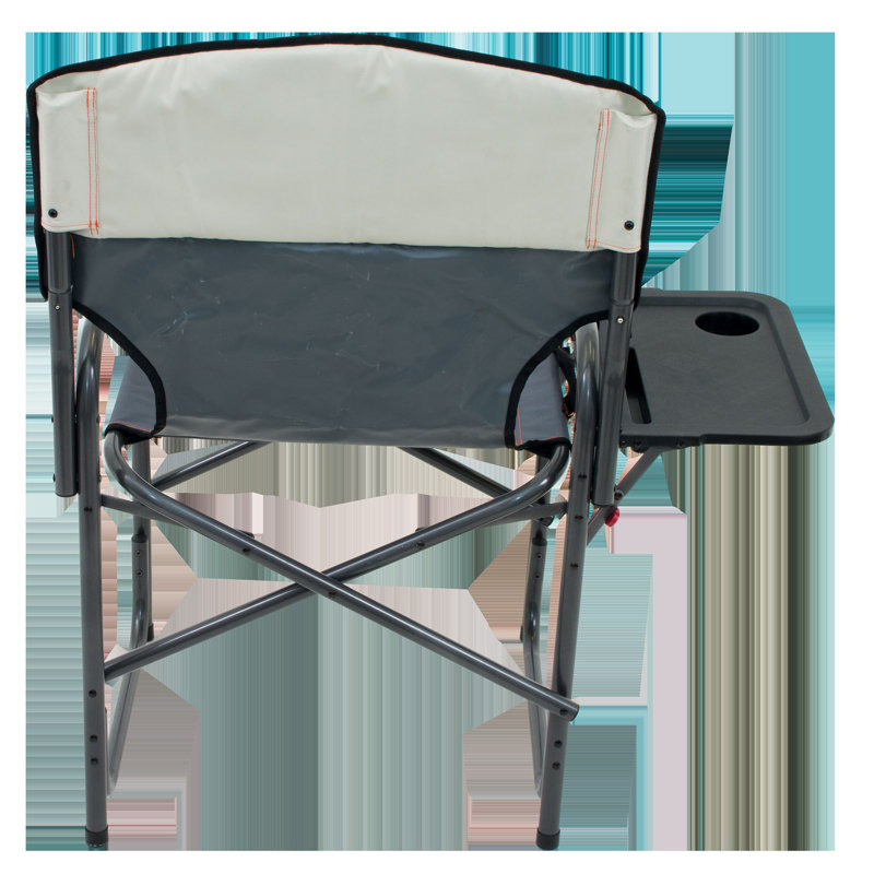 Slate and Putty Steel Frame Director's Camping Chair with Side Table