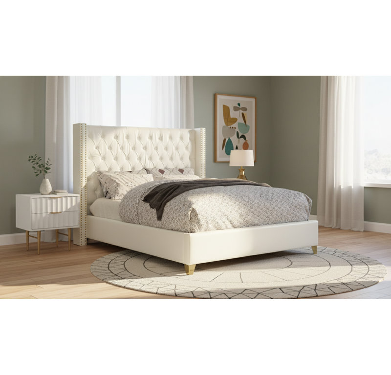 Lit plateforme tapissier Holmes, Double