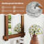 Miroir mural incassable avec cadre en bois d'acacia et design de rivet rétro-1398858005