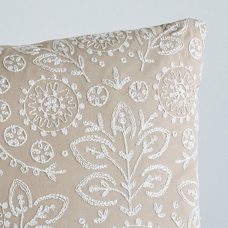 Tiana Embroidery Pillow, 20" x 20"