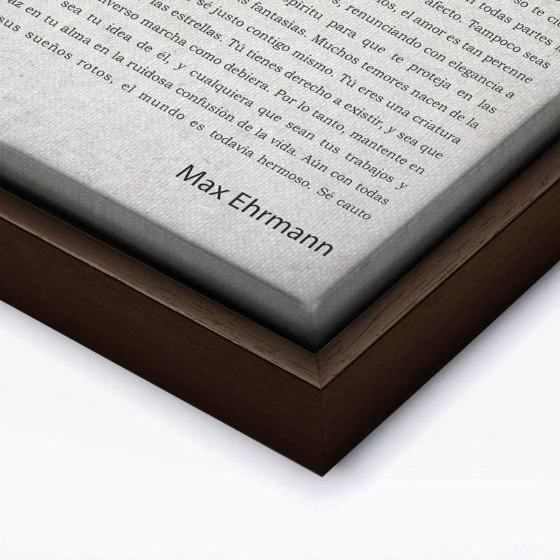 Max Ehrmann Desiderata, Canevas, H 12 po x l 16 po, Encadrement brun