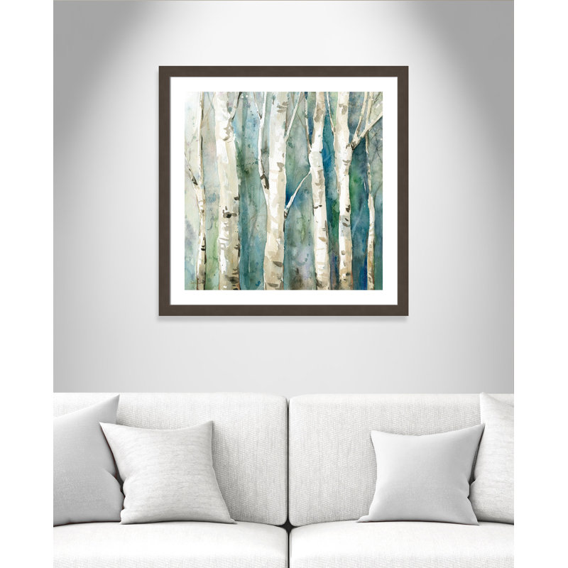 «Montaigna River Birch II», reproduction de peinture à l'aquarelle encadrée