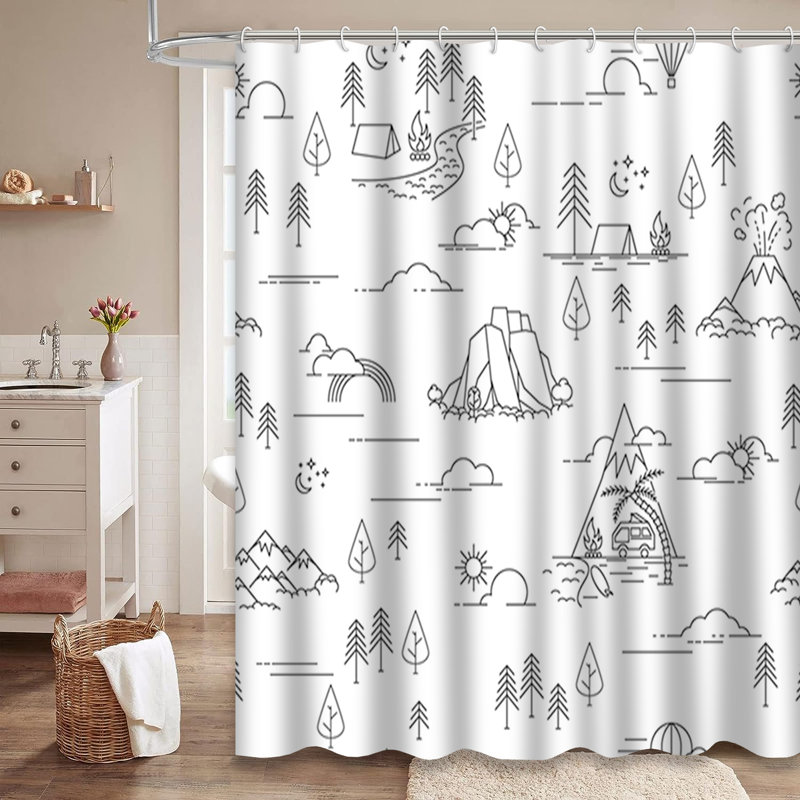 Rideau de douche avec 12 crochets, L 72 po x l 78 po