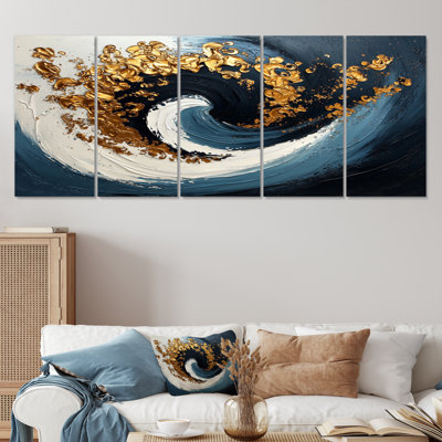 Bleu et or Spiraling Prosperity Spiral II - Abstract Spirals, art mural sur toile