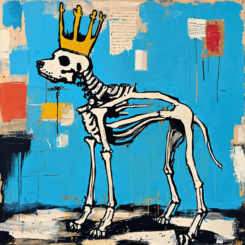 Chien 18-Hommage-Basquiat, estampe numérique sur toile tendue avec châssis, H 24 po x l 24 po