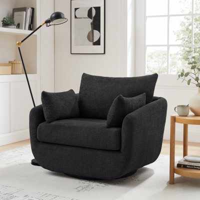 Lazareth 40 "Width Boucle Rotating Single Chair Soft And Comfortable 