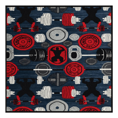Washable Weightlifting Sports Area Rug
