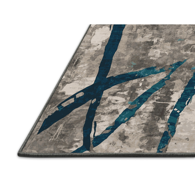 Tapis gris soyeux et moelleux, Rectangle 2 pi x 3 pi