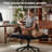 Comfortable Criss Cross Makeup Gaming Office Chair, PU Leather Swivel Design with Five Level Adjustable Arms and Wheels for Home Bedroom-512278569