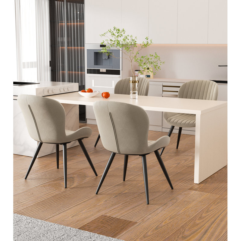 Upholstered Dining Chairs in Scandinavian Style, 2, Beige Faux Leather