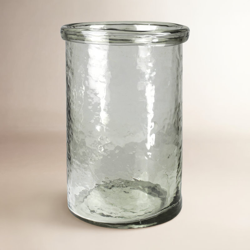 Banded Cylinder, Glass, 9" H x 6.25" W x 6.25" D