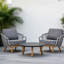Ensemble de salon d'extérieur moderne 3 pièces avec coussins Sunbrella et table en teck Solterra