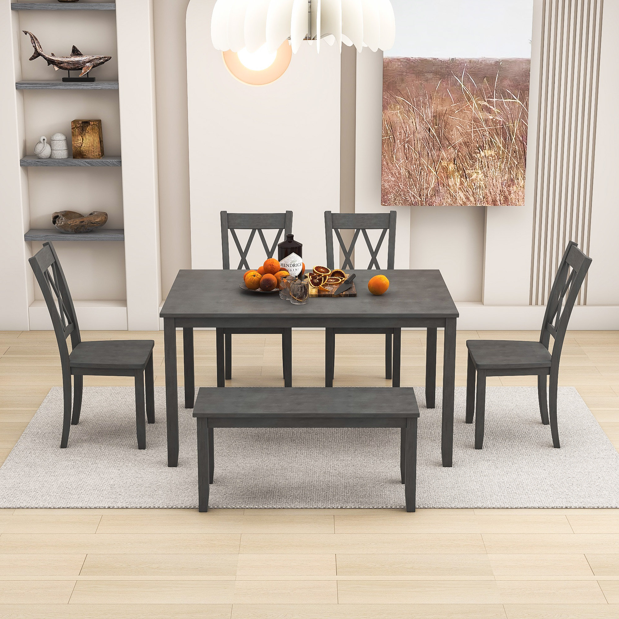 Rustic dining chairs set of online 6