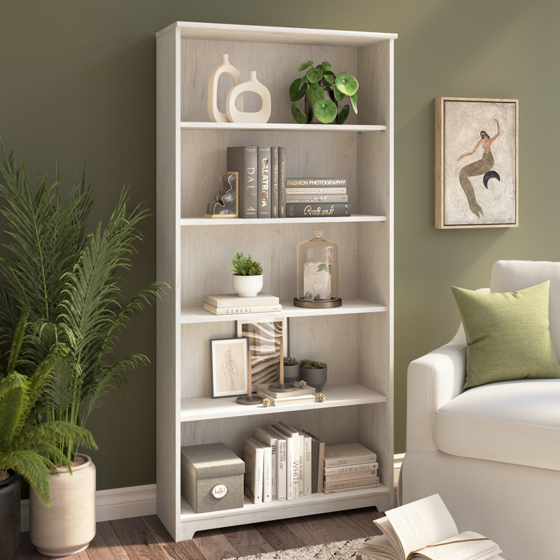 Tall 5 Shelf Bookcase in Linen White Oak, White Oak