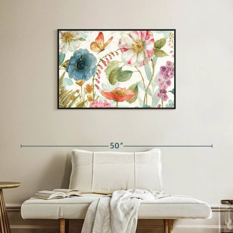 Rainbow Seeds Fleurs sur bois, Cadre flottant noir, 37 po x 25 po
