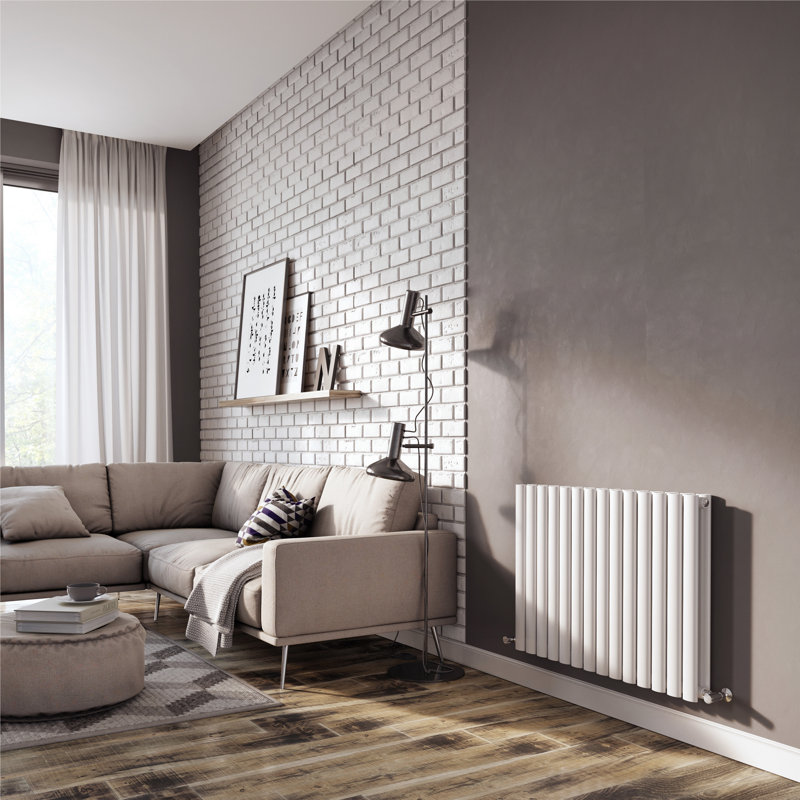  Horizontal Oval Panel Radiators, White, 600mm H x 820mm W
