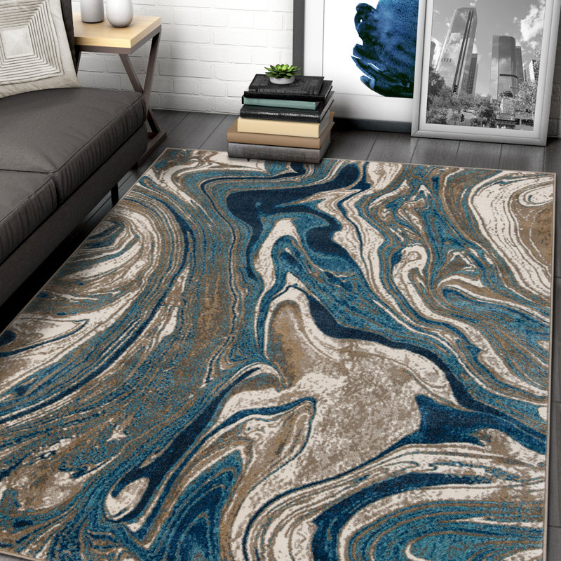 Abstract Indoor Rug, Rectangle 9'2" x 12'6"