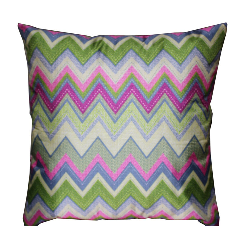 Guifarro Chevron Square Throw Pillow Cover, Pink Green / Multicoloured