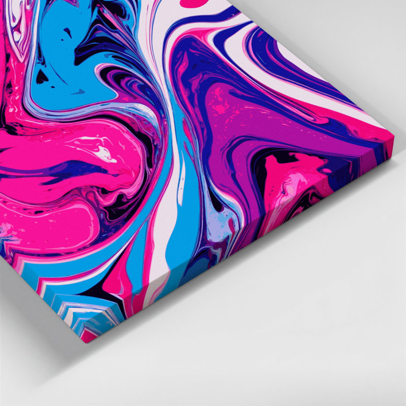 Abstrait art fluide sur toile rose 29, H 32 po x l 32 po