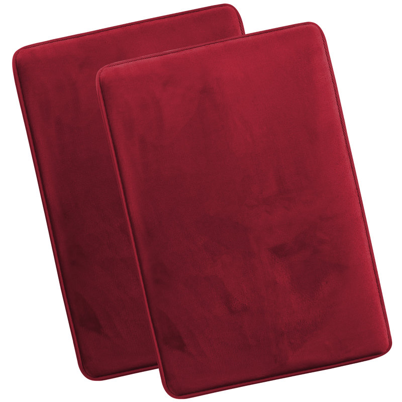 Steph Luxury Memory Foam Bathroom Rug Set, Grand: l 20 po x L 34 po, Rouge