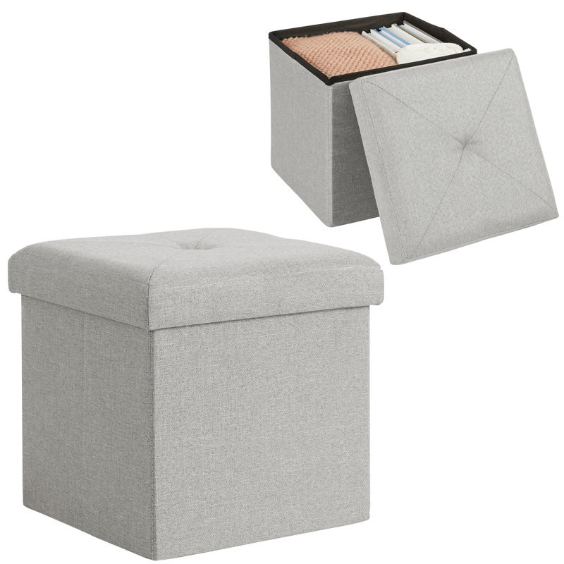 Repose-pieds rembourré Trower, Mélange de polyester gris